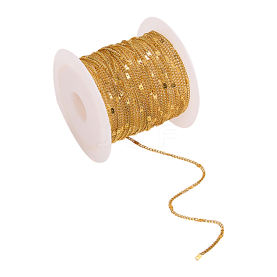 Soldered Brass Coated Iron Curb Chains CH-CJ0001-01A-G-1