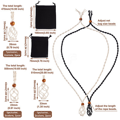 6Pcs Adjustable Braided Waxed Cord Macrame Pouch Necklace Making FIND-YS0001-10-1