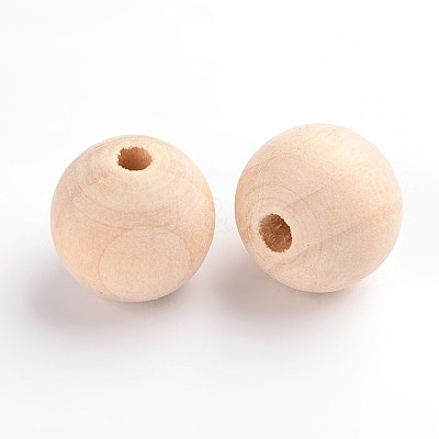 Unfinished Natural Wood Beads X-WOOD-S651-16mm-LF-1