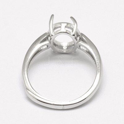 Anti-Tarnish Adjustable Rhodium Plated 925 Sterling Silver Solitaire Ring Settings STER-P033-17P-1