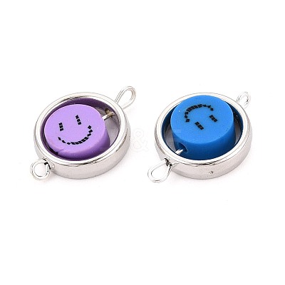 Polymer Clay Beads with CCB Plastic Frame Connector Charms CLAY-T022-35M-05-1