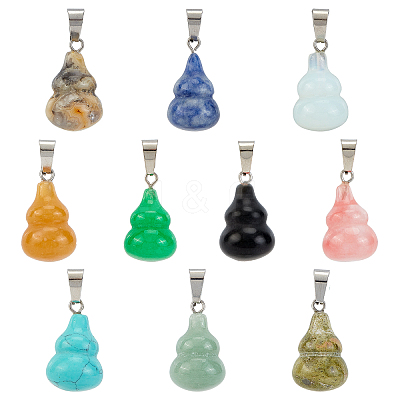 10Pcs 10 Style Gemstone Pendants G-PH0001-37-1