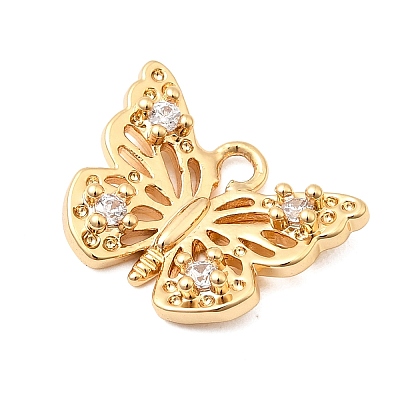 Brass Micro Pave Clear Cubic Zirconia Pendants KK-F916-33G-1