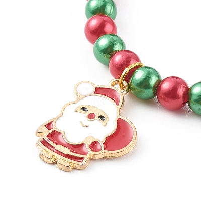 Christmas Theme Stretch Charm Bracelets for Kids BJEW-JB06170-1