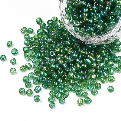 Round Transparent Colors Rainbow Glass Seed Beads X-SEED-A007-3mm-167-1