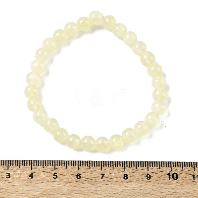 Natural Golden Silk Jade Round Beaded Stretch Bracelets for Women BJEW-F535-01B-1