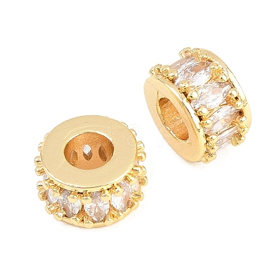 Brass Micro Pave Clear Cubic Zirconia European Beads KK-B186-17G-1
