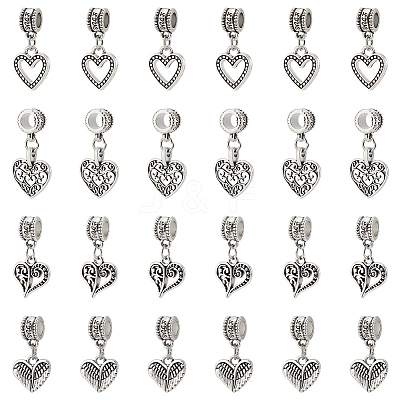 32Pcs 4 Styles Tibetan Style Alloy European Dangle Charms FIND-UN0015-62-1