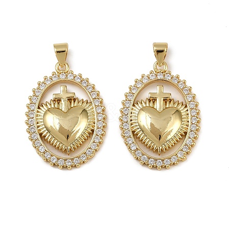 Brass Micro Pave Cubic Zirconia Pendants KK-I358-068G-03-1