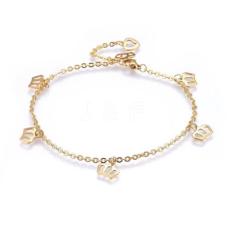 304 Stainless Steel Charm Anklets AJEW-L065-06G-1