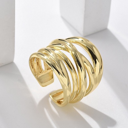 Brass Multi-layer Cuff Finger Rings RJEW-C120-03G-1