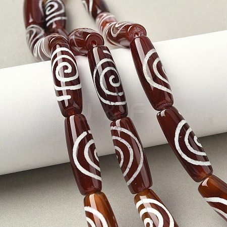 Rice Shape Tibetan Style dZi Beads Strands G-A269-A20-01-1