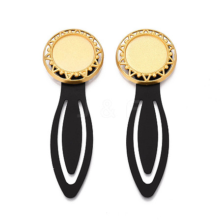 Alloy & Iron Bookmark Cabochon Settings PALLOY-N184-05G-1