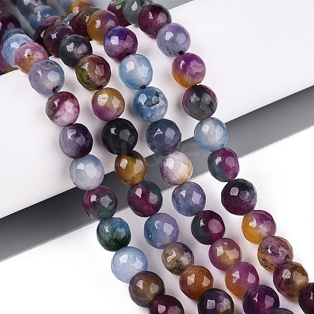 Dyed Natural White Jade Beads Strands G-T139-8mm-60-08-1