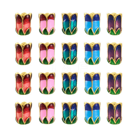 20Pcs 5 Colors Alloy Bead Caps ENAM-YS0001-04-1