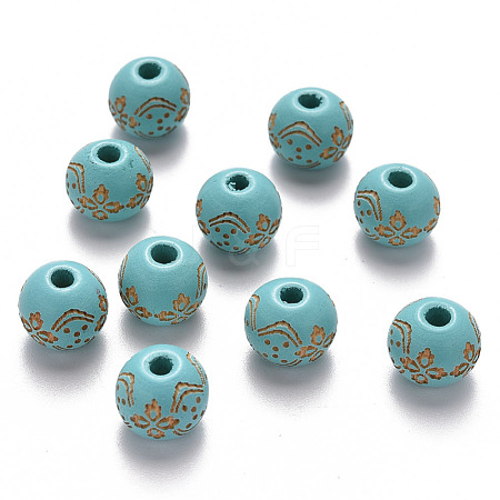 Painted Natural Wood Beads WOOD-N006-03A-01-1