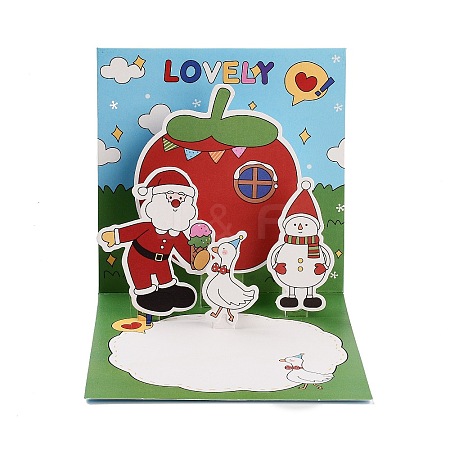 Square 3D Pop Up Paper Greeting Card AJEW-P123-A05-1
