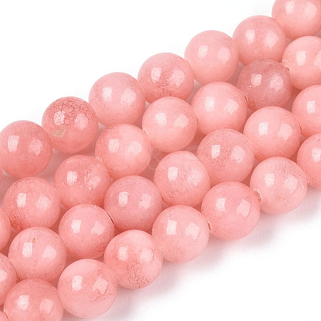 Dyed Natural Mashan Jade Round Beads Strands G-T139-6mm-67B-1