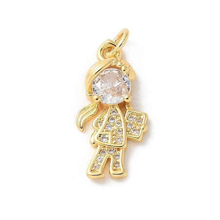 Brass Micro Pave Cubic Zirconia Pendants KK-P292-21H-G-1