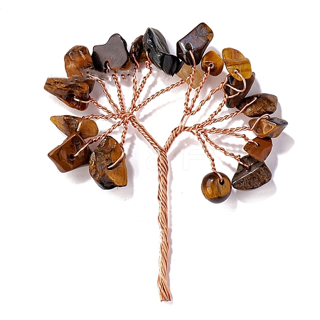 Natural Tiger Eye Chips Tree Decorations PW-WG48902-06-1