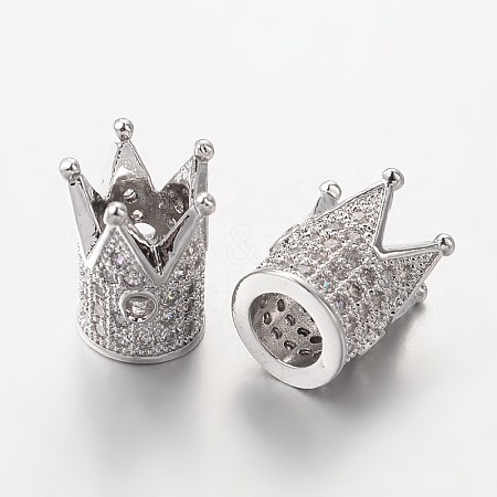 Brass Micro Pave Cubic Zirconia Beads ZIRC-L037-72P-FF-1