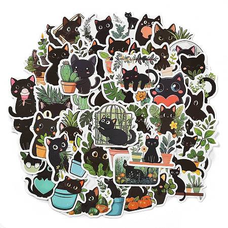 50 Pieces Cross-Border New Cao Zhi Black Cat Series Paper Stickers STIC-R001-30-1