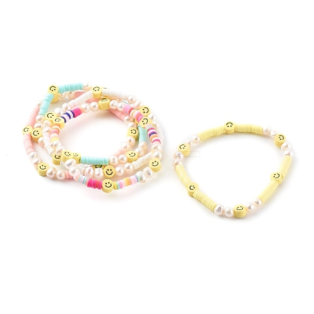 Handmade Polymer Clay Heishi Beaded Stretch Bracelets BJEW-JB06143-1