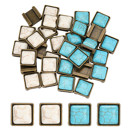 32Pcs 2 Colors Alloy & Synthetic Turquoise Buckles HJEW-PH02463-1
