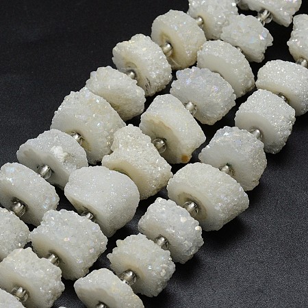 Natural Druzy Quartz Crystal Beads Strands G-F582-B12-1