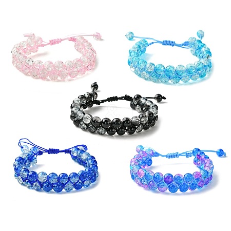 Glass Round Braided Bead Bracelets BJEW-JB09694-1