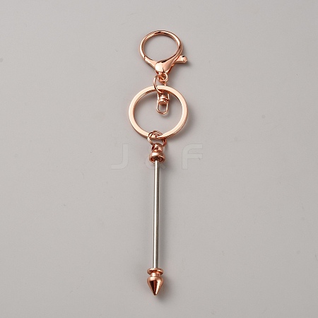 Zinc Alloy Bar Beadable Keychains Clasps KEYC-WH0030-86RG-1