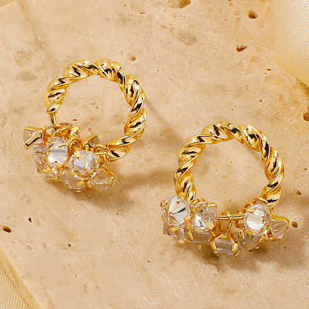 Chic Fashionable Luxe Women's Brass Rhinestone Twisted Stud Earrings LQ2144-1-1