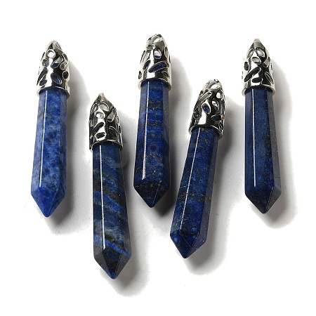 Natural Lapis Lazuli Pointed Big Pendants G-Z055-01P-06-1