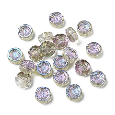 20Pcs Half Rainbow Plated Electroplate Glass Transparent Beads EGLA-YW0005-19B-1