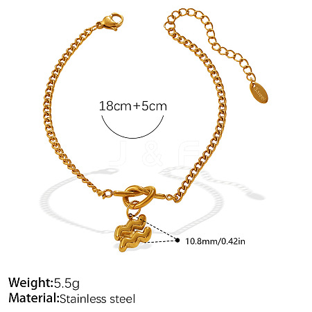 304 Stainless Steel Twelve Constellation Knot Charm Bracelets for Unisex WG096DB-01-1