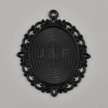 Oval Alloy Cabochon Pendants Settings Making DIY-WH20002-21B-1