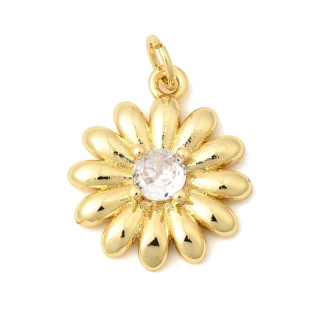 Brass Micro Pave Clear Cubic Zirconia Pendants KK-A296-07C-G-1