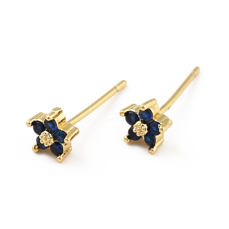 Cubic Zirconia Flower Stud Earrings EJEW-C035-15G-02-1