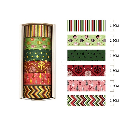 6 Rolls Christmas Paper Decorative Paper Tapes Set STIC-H002-09D-1