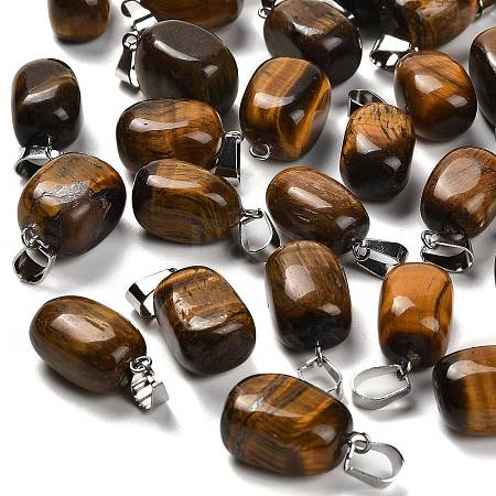 Natural Tiger Eye Pendants G-Z067-03P-09-1