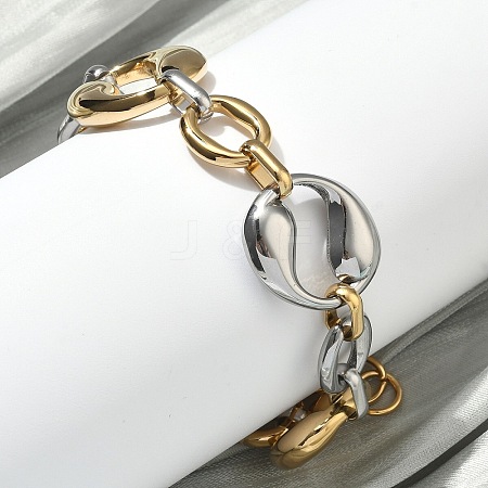 304 Stainless Steel Irregular Oval Link Chain Bracelets for Women BJEW-D456-05GP-01-1
