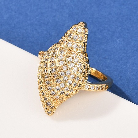 Brass Micro Pave Cubic Zirconia Cuff Rings for Women RJEW-L132-03G-01-1