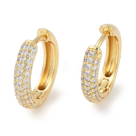 Rack Plating Ring Brass Micro Pave Cubic Zirconia Hoop Earrings EJEW-Z059-12G-01-1