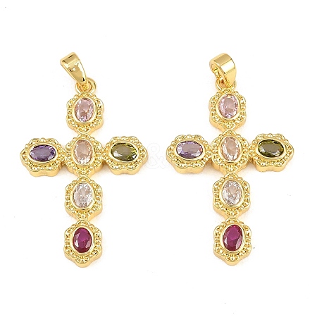 Brass Micro Pave Cubic Zirconia Pendants KK-H262-08G-1