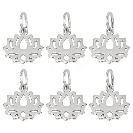 6Pcs Hollow 925 Sterling Silver Lotus Charms STER-DR0001-34-1