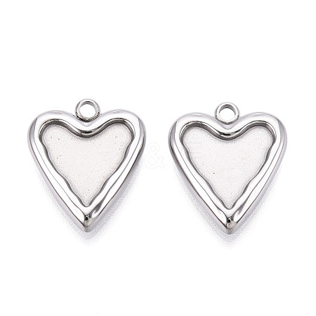 304 Stainless Steel Pendant Cabochon Settings For Enamel STAS-Q525-15P-1