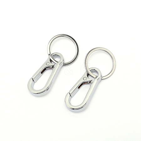 Alloy Push Gate Snap Keychain Clasp Findings KEYC-WH0018-09P-1