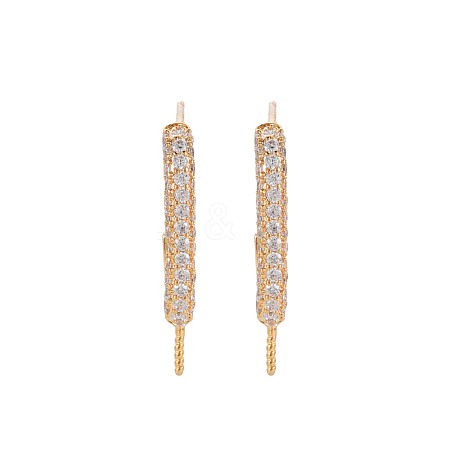 Brass Micro Pave Clear Cubic Zirconia Stud Earring Hooks KK-S356-661-NF-1