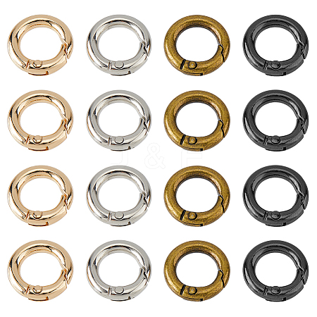 24Pcs 4 Colors Alloy Spring Gate Rings FIND-HS0001-26A-1