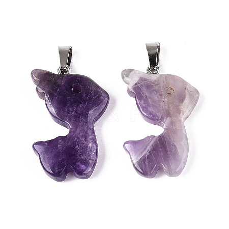 Natural Amethyst Pendants G-T144-11E-1